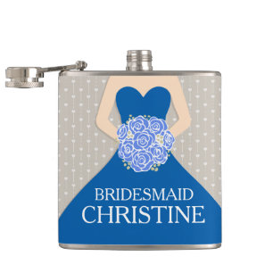 Bridemaid royal blue dress named hip flask
