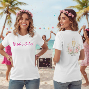Bride's Babes Pink Champagne Bachelorette Party Tri-Blend Shirt