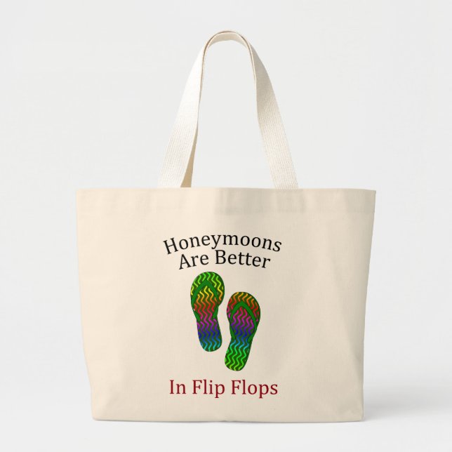 Bride's Beach Themed Honeymoon Large Tote Bag (Front)