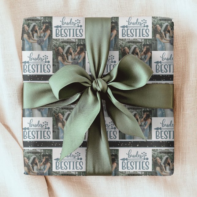 Brides Besties Modern Photo Wedding Bridesmaid Wrapping Paper (Creator Uploaded)