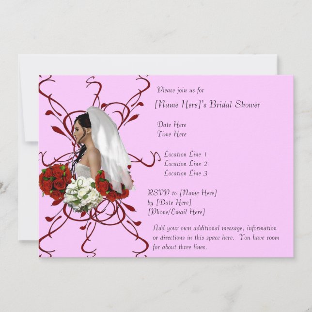 Bride's Bouquet Bridal Shower Favours Invitation (Front)