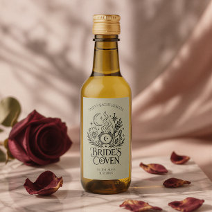 Bride's Coven Witch Bachelorette Mini Green Wine Label
