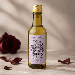 Bride's Coven Witch Bachelorette Mini Purple Wine Label