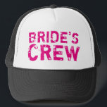 BRIDES CREW vintage bachelorette party trucker hat<br><div class="desc">BRIDES CREW vintage bachelorette party trucker hats. Cute faded text black caps with custom text for team bride and bride's entourage. Fun gag accessory for wedding group, marriage, girls night out, girls weekend trip etc. Make your own props for bride to be, bridesmaids, maid of honour, groomsmen, security etc. Neon...</div>