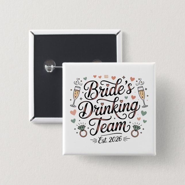 Brides Drinking Team  15 Cm Square Badge (Front & Back)
