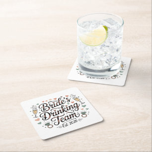 Brides Drinking Team  Square Paper Coaster