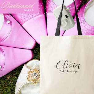 Bride's Entourage,Custom Name, Script, Wedding Tote Bag