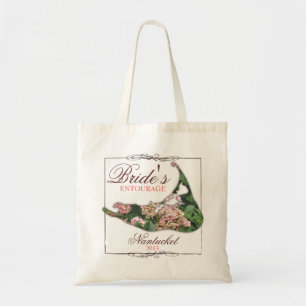 Bride's Entourage Floral Nantucket Wedding Tote Bag