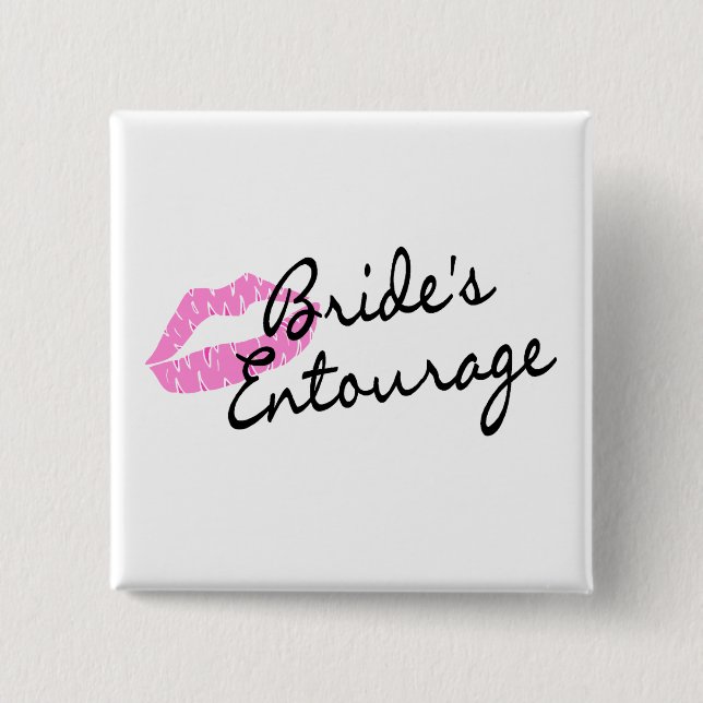 Brides Entourage Lips 15 Cm Square Badge (Front)