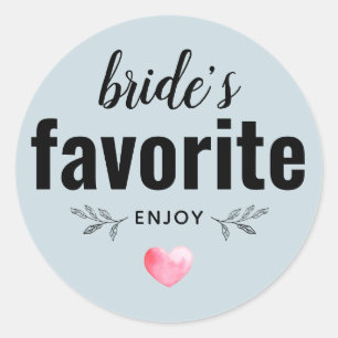 Bride's Favourite Wedding Favour Classic Round Sticker