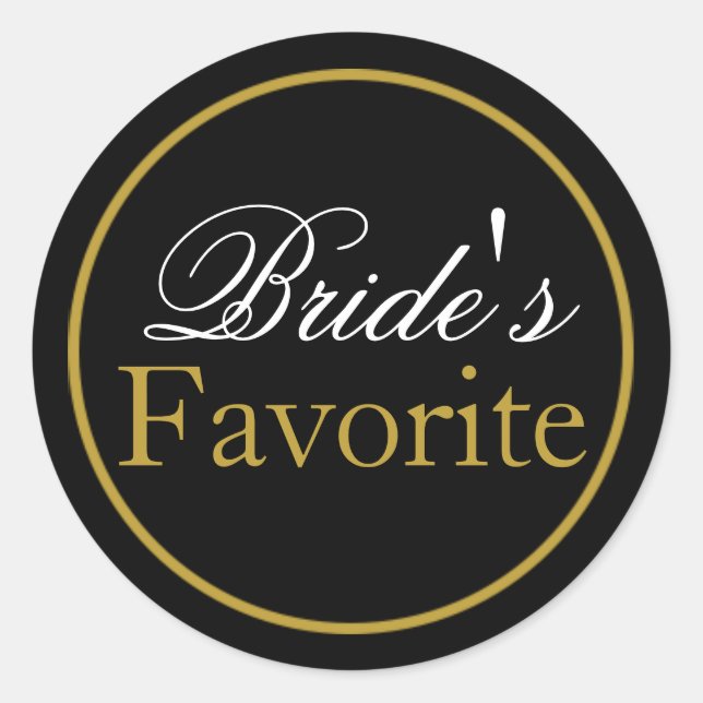 Bride's Favourite Wedding Sticker Blush Black Gold (Front)