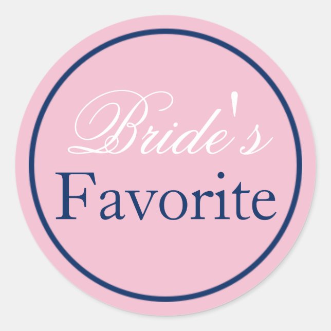 "Bride's Favourite" Wedding Sticker Blush Pink/Nav (Front)