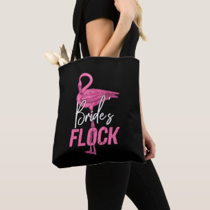 Bride's Flock, Flamingo Bridesmaid Bridal Party Tote Bag