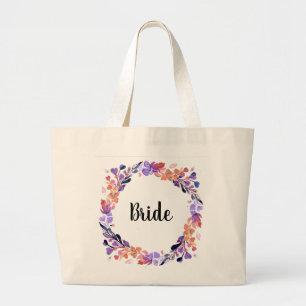 Brides Floral Wreath Large Tote Bag