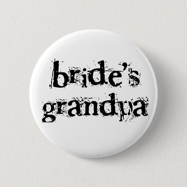 Bride's Grandpa Black Text 6 Cm Round Badge (Front)