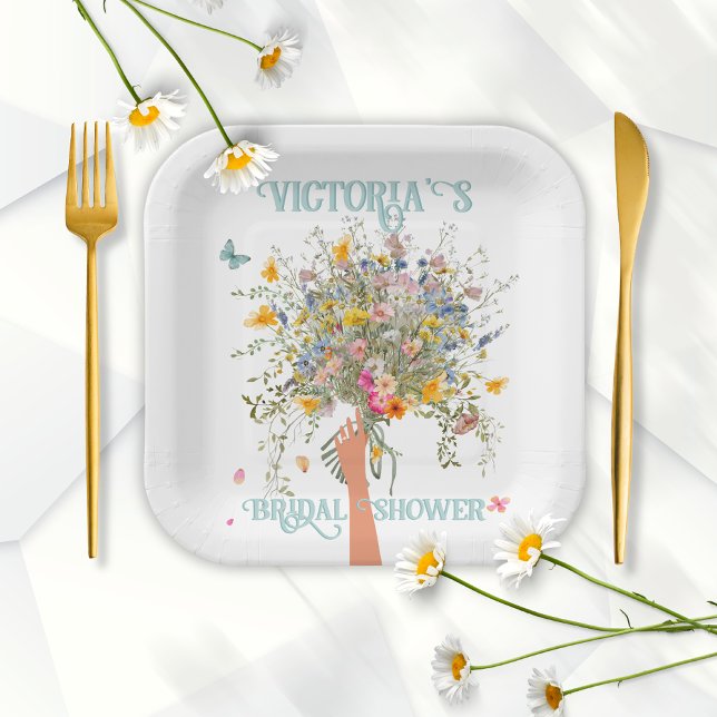 Bride's Huge Wildflower Bouquet Bridal Shower Paper Plate (Creator Uploaded)