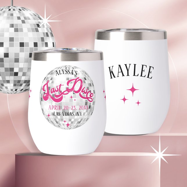 Bride's Last Disco Bachelorette Party Favour Gift (Bride's Last Disco personalized bridesmaid guest name wine coffee tumbler bachelorette party gift)