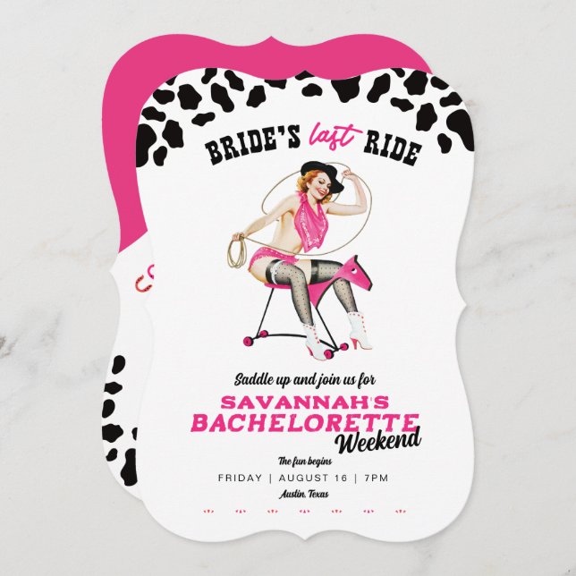 Bride's Last Ride Bachelorette Weekend Party Invitation (Front/Back)