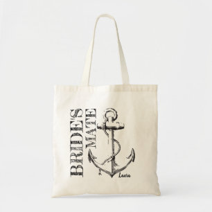 Bride's Mate Sketch Anchor Monogram   Tote Bag