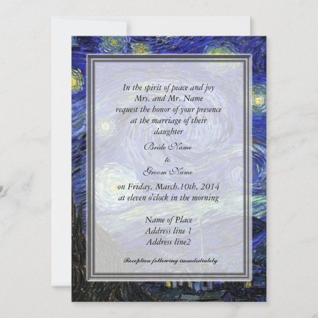 Bride's parents  invitation, Starry Night Invitation (Front)