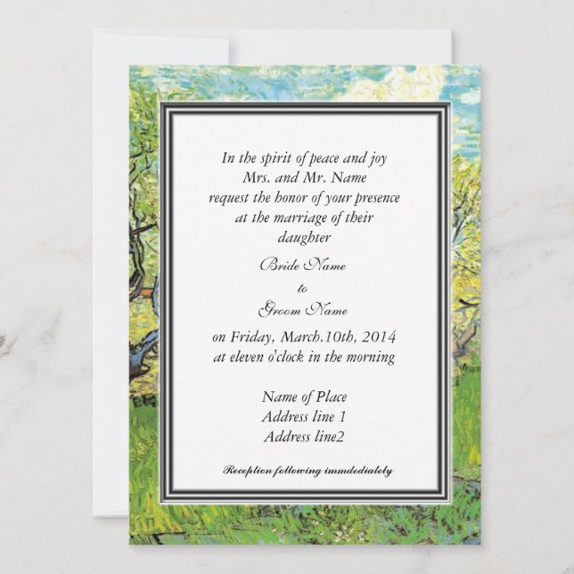 bride's parents invitation, van Gogh Orchard... Invitation (Front)