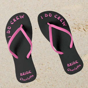 Brides Personalised Black And Pink Bachelorette Jandals