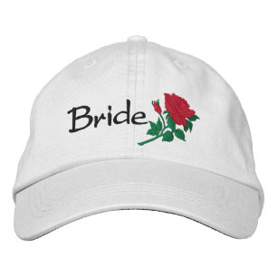 Bride's Red Rose Embroidered Wedding Cap