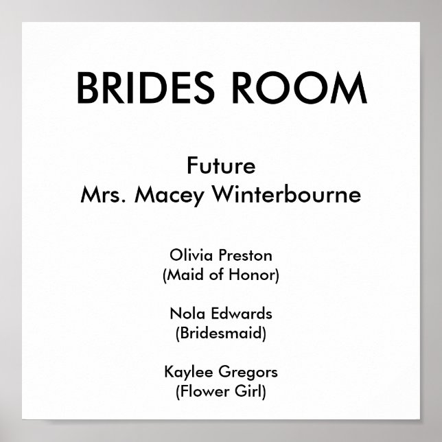 BRIDES ROOM, FutureMrs. Macey Winterbourne, Oli... Poster (Front)