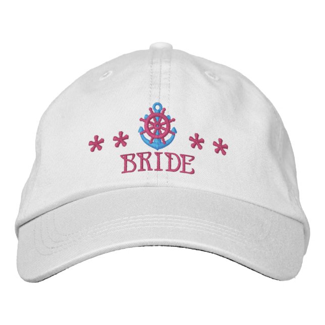 Brides sailing boat anchor motif embroidered hat (Front)