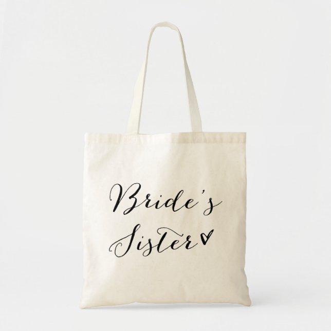 Bride's Sister | Black Modern Calligraphy Tote Bag (Front)
