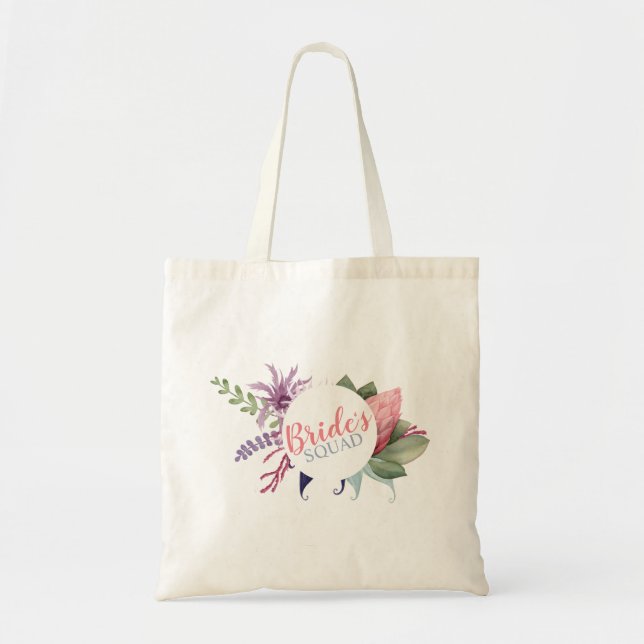 Bride's Squad Floral Tote Bag (Front)
