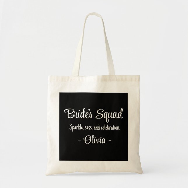 Bride's Squad: Sparkle, sass, and celebration. Tote Bag (Front)