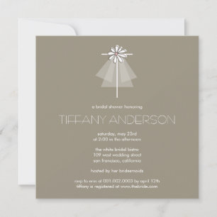 Bride's Veil Daisy Flower Monogram Bridal Shower Invitation