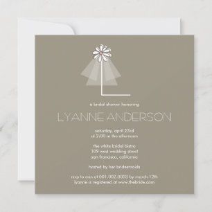 Bride's Veil Daisy Flower Monogram Bridal Shower Invitation