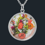 Bride's Wedding Bouquet  Photo monogram Keepsake Sterling Silver Necklace<br><div class="desc">Customise this design today! This gift is perfect for expression for the special occasion.
 Come check out our store,  for all our cool designs.</div>