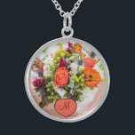 Bride's Wedding Bouquet  Photo monogram Keepsake Sterling Silver Necklace<br><div class="desc">Customise this design today! This gift is perfect for expression for the special occasion.
 Come check out our store,  for all our cool designs.</div>