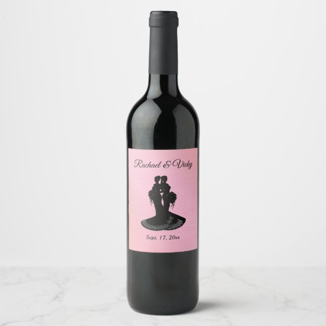 Brides Wedding Pink Wine Label (Front)