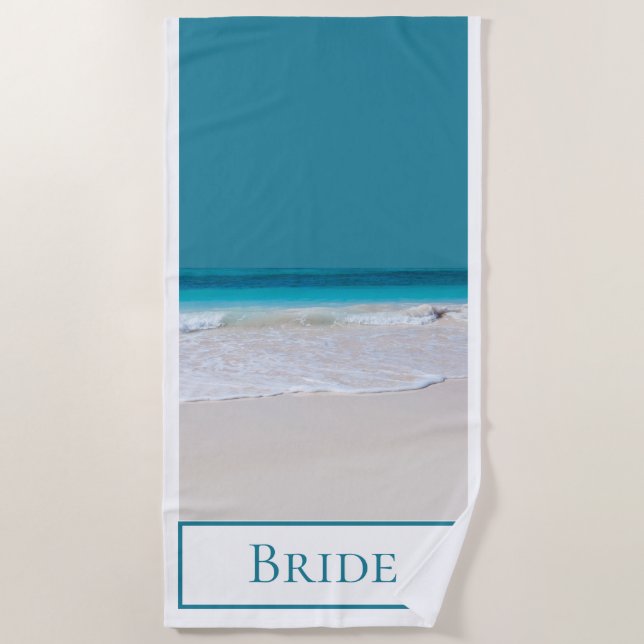 Brides White Sandy Beach Towel (Front)