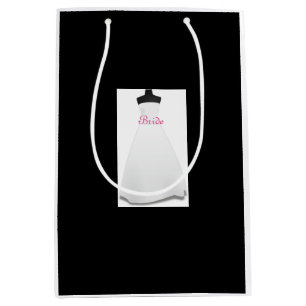Brides White Wedding Dress Bride Black Gift Bag