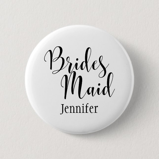 Bridesmaid 1 Black Script Typography w/ Names (30) 6 Cm Round Badge (Front)