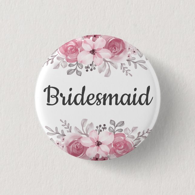 Bridesmaid  3 cm round badge (Front)