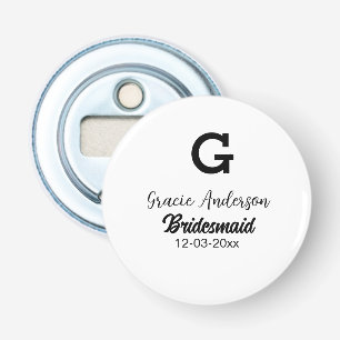Bridesmaid add name monogram simple minimal modern bottle opener