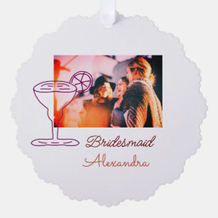 Bridesmaid add picture name cocktail glass coral tree decoration card