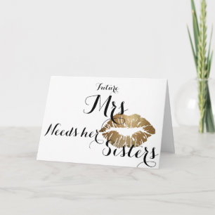Bridesmaid ask card - gold kiss