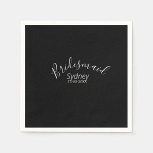 Bridesmaid bachelorette party add name modern napkin