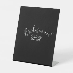 Bridesmaid bachelorette party add name modern  pedestal sign