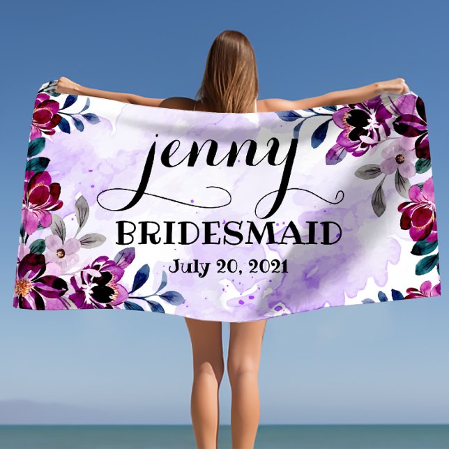 Bridesmaid Bachelorette Personalised Wedding Beach Towel (Bridesmaid Bachelorette Personalized Wedding Beach Towel)
