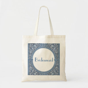 Bridesmaid Bag - Denim Blue Vintage Art Deco Frame