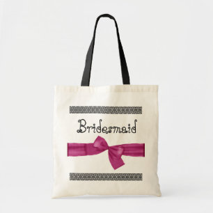 Bridesmaid Bag - Pink Faux Bow and Lace