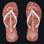 Bridesmaid Beach Wedding | Team Bride Rose Gold Jandals<br><div class="desc">Customised, trendy rose gold beach wedding flip flop sandals- Faux foil, rose gold heart design at bottom. Reads Team, then Bride, on other sandal in elegant style letters. Bridesmaid is printed down the middle in modern, white letters. Change to fit bridal party members, such as flower girl or maid of...</div>